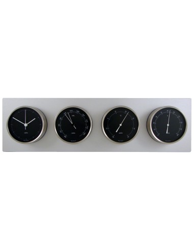 Weather station, 4 x ø100mm Clausen, brushed stainless steel case/black dial