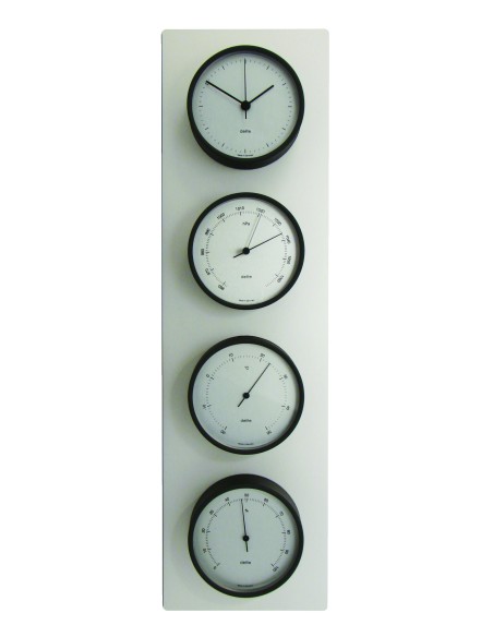 Estación meteorológica, 4 x ø100 mm Clausen, caja pintada en negro mate, esfera satinada