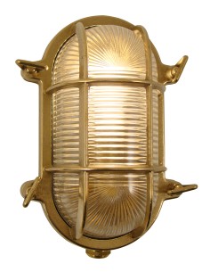 Lámpara de mamparo, oval, latón, cristal claro, 195mm