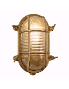 Lámpara de mamparo, oval, latón, cristal mate, 195mm