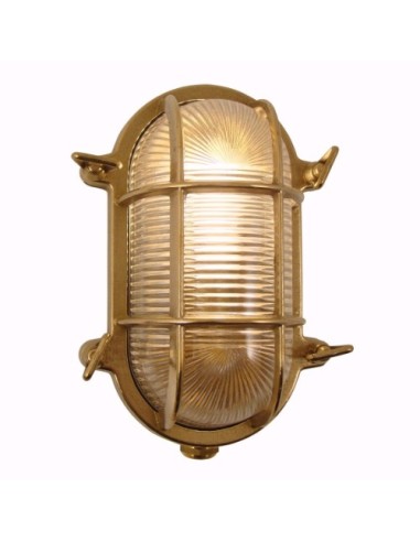 Bulkhead lamp, oval, brass, matt glass, 195mm