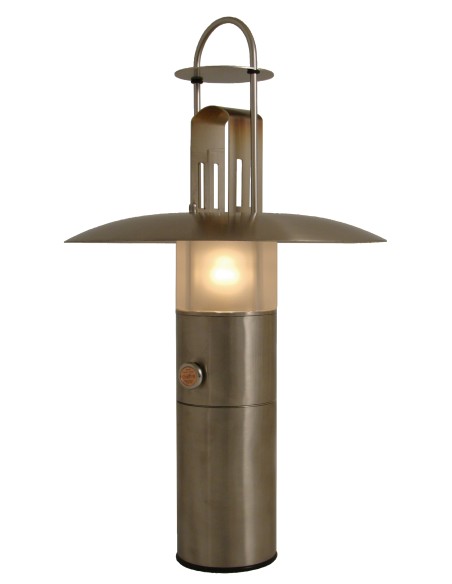 Petrolux oil lamp, matt glass, stainless steel, design Peter Seidelin Jessen