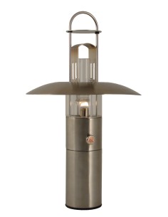 Petrolux oil lamp, clear glass, stainless steel, design Peter Seidelin Jessen
