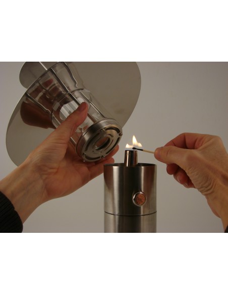 Petrolux oil lamp, clear glass, stainless steel, design Peter Seidelin Jessen — 5