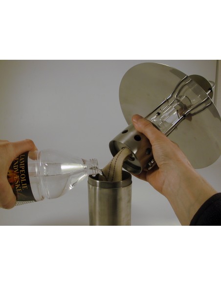 Petrolux oil lamp, clear glass, stainless steel, design Peter Seidelin Jessen — 6
