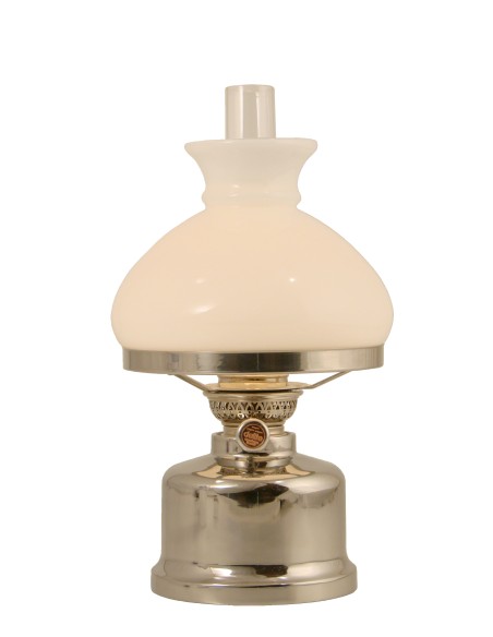 Old Danish table oil lamp, polished stainless steel, design Jan Landqvist/E.S. Sørensen
