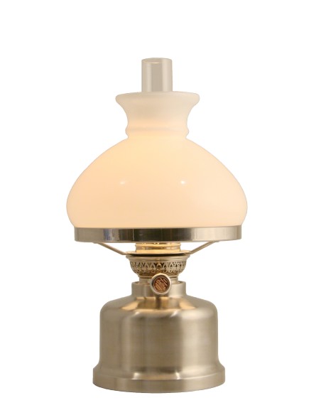 Old Danish table oil lamp, brushed stainless steel, design Jan Landqvist/E.S. Sørensen
