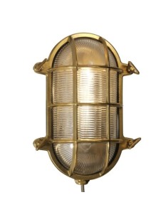 Bulkhead lamp, oval, brass, matt glass, 235mm