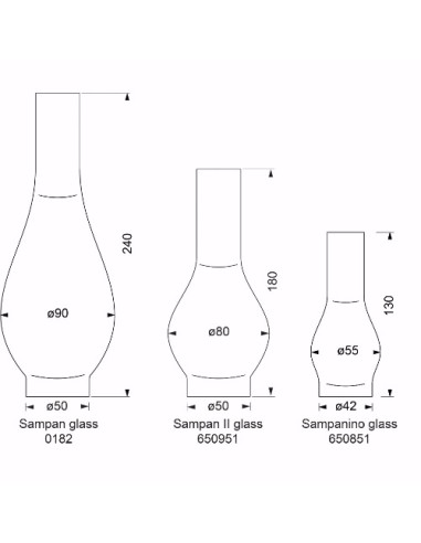 Chimney for Sampan II , ø50 x 180mm, borosilicate glass, made in Czech Republic