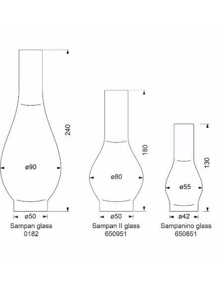 Chimenea para Sampan II, ø50x180 mm, cristal de borosilicato