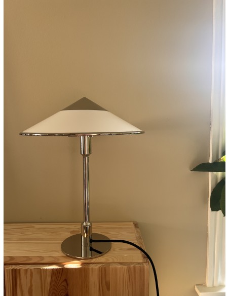 Kongelys table lamp, polished stainless steel, made in Denmark