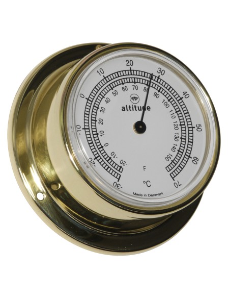 Thermometer, ø71mm, brass, Altitude