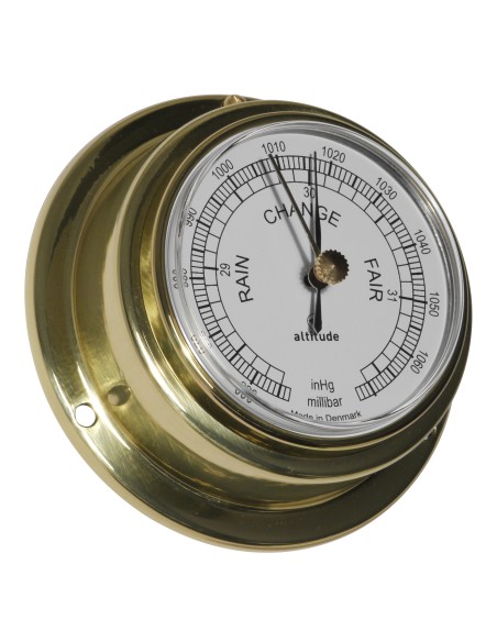 Barometer, 97mm, brass, Altitude, frontwards access, English text