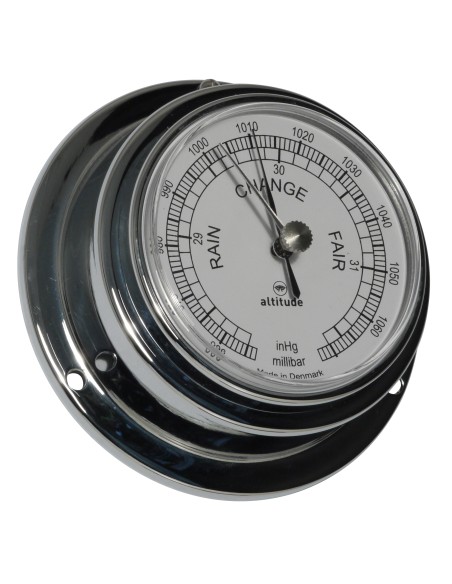 Barometer, 97mm, chrome, English text, frontwards access