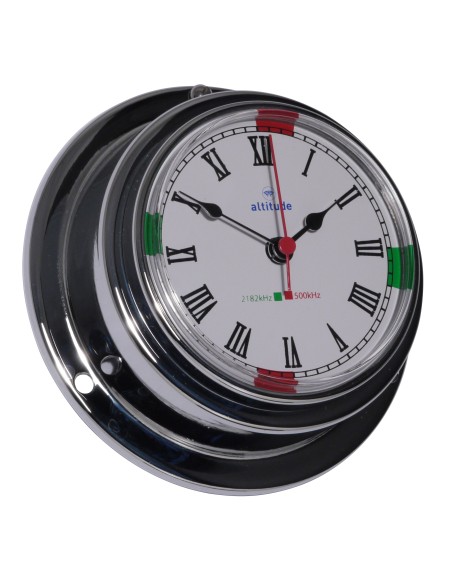 Clock, silence periods, 97mm, chrome, frontwards access