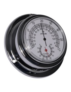 Termohigrómetro, 97mm, cromo, acceso frontal