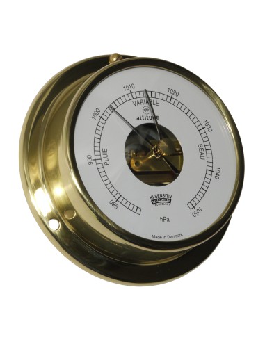 Barometer, 97mm, brass, open dial, French Dial, Altitude