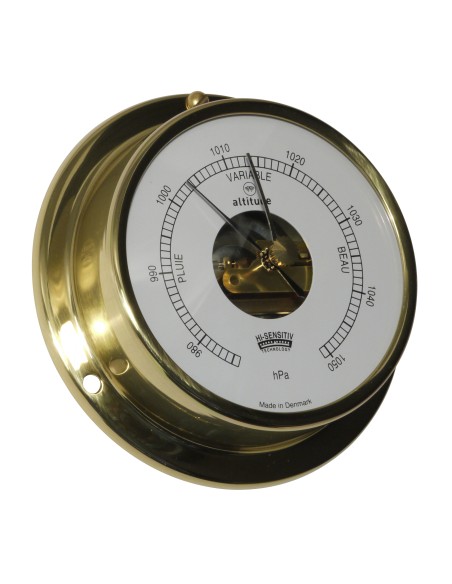 Barometer, 97mm, brass, open dial, French Dial, Altitude