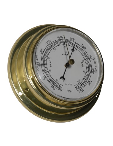 Barometer, 127mm, brass, Altitude, frontwards access