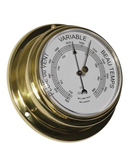 Barometer, 127mm, brass, Altitude, frontwards access — 2