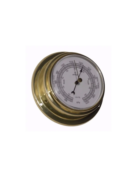 Baro-/thermo-/hygrometer, 127mm, brass, French text, Altitude, frontwards access
