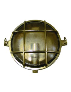 Bulkhead lamp mini, round, brass, ø155mm, E14