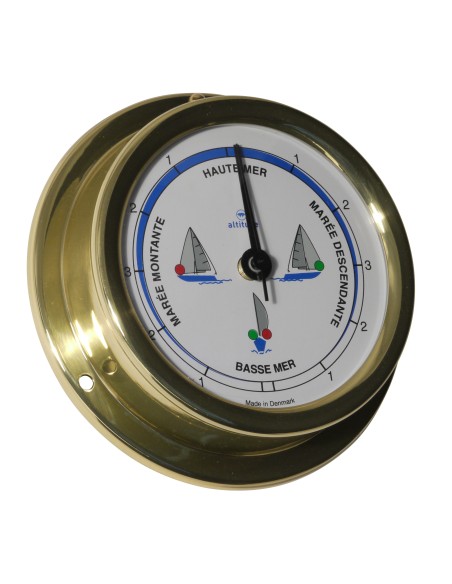 Tide indicator (Indicator Maree), 127mm, brass, navigation lights, French dial, Altitude