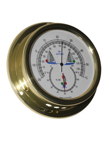 Thermo-/Hygrometer, 127mm, brass, navigation lights, Altitude