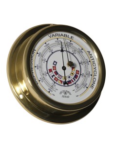 Barometer, 127mm, brass, signal flags, English/French dial, Altitude 2