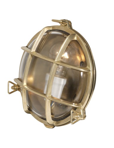 Bulkhead lamp, round, brass, clear glass, ø190mm — 2