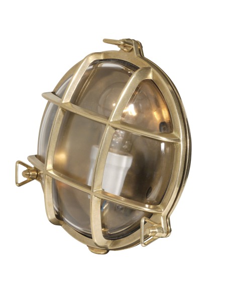 Bulkhead lamp, round, brass, clear glass, ø190mm — 2