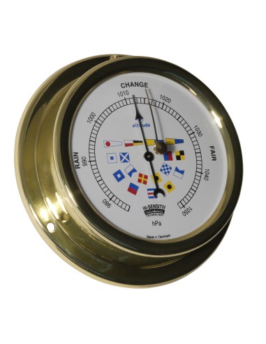 Barometer, 127mm, brass, signal flags, Altitude