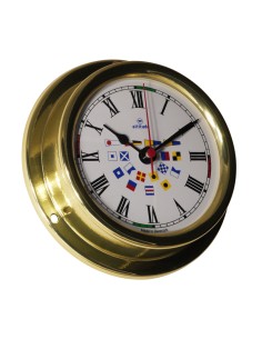 Clock with radio silence periods, 127mm, brass, signal flags, Altitude