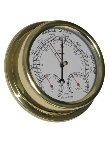 Baro-/thermo-/hygrometer, 150mm, brass , English/French dial, Altitude