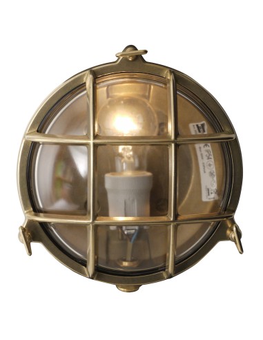Bulkhead lamp, round, brass, clear glass, ø190mm — 3