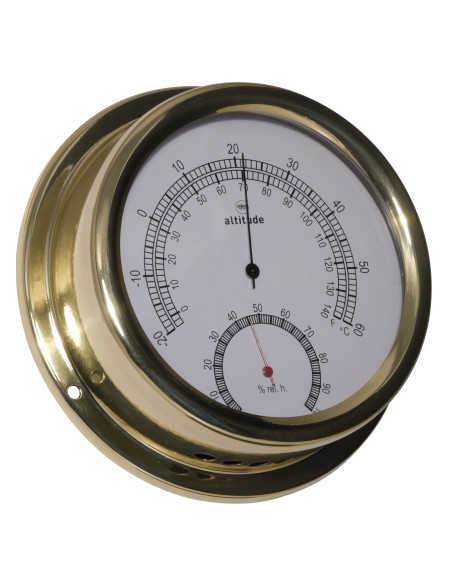 Thermo-/hygrometer, 150mm, brass, Altitude