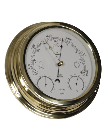 Barometer, thermometer and hygrometer, ø224mm, brass, Altitude