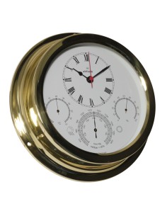 Clock with baro-/thermo-/hygrometer, ø224mm, brass, Altitude