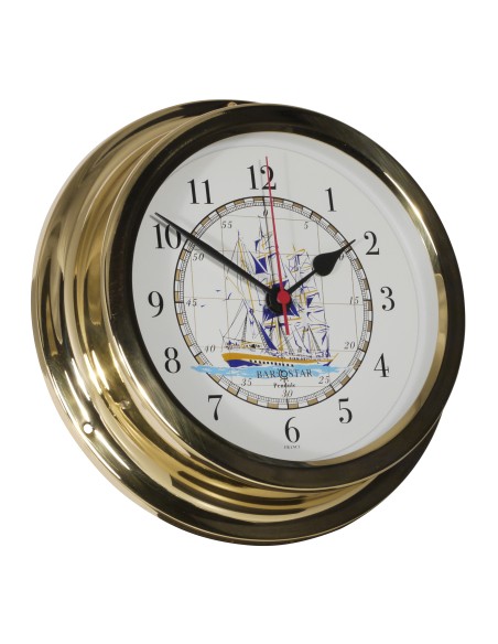 Clock, ship motif, ø224mm, brass, Barostar