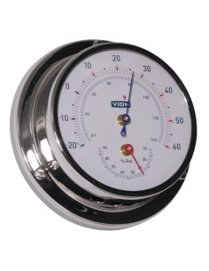 Thermo-/hygrometer, polished stainless steel, ø97mm, with wall mount, VION