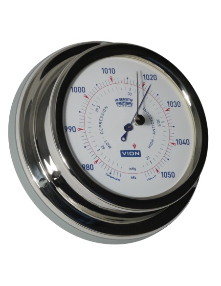 Barometer, polished stainless steel, hi sensitiv, ø127mm, VION