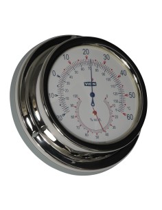 Thermo-/hygrometer, polished stainless steel, ø127mm, VION