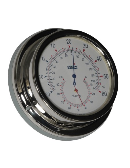 Termohigrómetro, acero inoxidable pulido, ø127mm, VION
