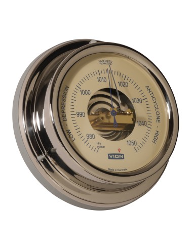Barometer open, light ivory dial, polished stainless steel, ø127mm, VION