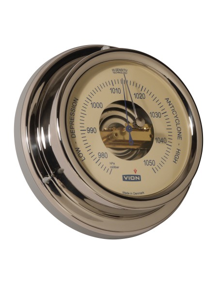 Barometer open, light ivory dial, polished stainless steel, ø127mm, VION