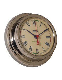 Clock with radio silence periods, light ivory dial, polished stainless steel, ø127mm, VION