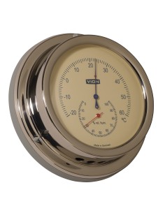Termohigrómetro, esfera marfil claro, acero inoxidable pulido, ø127mm, VION