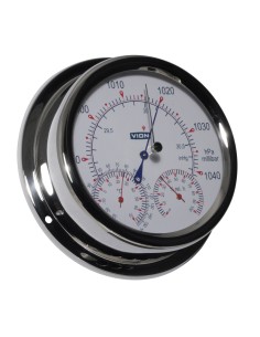 Baro-/thermo-/hygrometer, polished stainless steel, ø150mm, VION