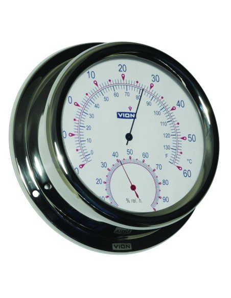 Termohigrómetro, acero inoxidable pulido, ø150mm