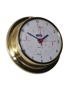 Clock with radio silence periods, brass coloured polished stainless steel, ø97mm, VION